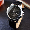 Montre classique homme cuire noir